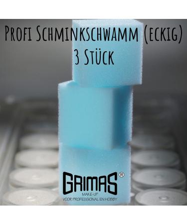 Grimas Professional Make-Up Sponges - Rectangular 3 Pack 4x4x3 cm Highly Absorbent & Versatile for All Make-Up Types - Reusable Beauty Tools - Buy Online on GoSupps.com