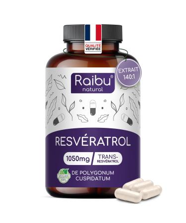 Resv ratrol 1050 mg de Trans Resveratrol Pur (98%) par dose quotidienne - Antioxydant Puissant - Extrait 140:1 60 G lules - Absorption Optimis e avec Pip rine - V g talien Sans Additifs