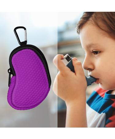 MEDMAX Neoprene Asthma Inhaler Holder - Purple Case with Carabiner Clip - Buy Online on GoSupps.com