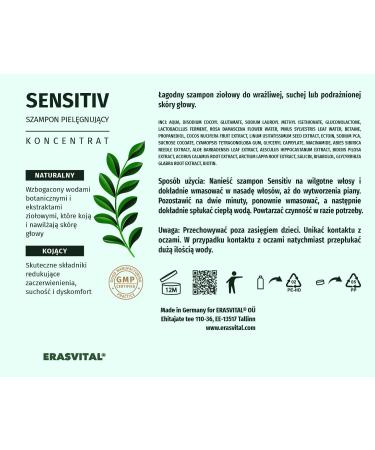  ERASVITAL Gentle herbal shampoo with ectoine - 150 ml - For sensitive dry or irritated scalps - Vegan - Buy Online on GoSupps.com