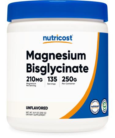 Nutricost Magnesium Bisglycinate Powder (Unflavored 250 Grams) - Non-GMO Vegan Supplement