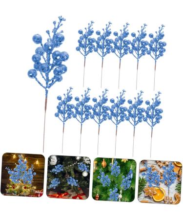 HOMSFOU 24 Pcs Christmas Imitation Berries Christmas Berries Picks Artificial Berry Twig Stem Gold Floral Picks Glitter Holly Berry Stem Xmas Red Fruit Home Decor Household Ribbon Foam Bluex2pcs 19X5X5CMx2pcs - Buy Online on GoSupps.com
