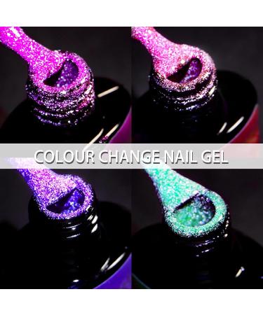 Colour Changing Gel Nail Polish Gel Nail Polish with Thermal Temperature Color Changing Diamond Glitter Reflective Nail Polish Long Lasting Glossy for DIY Nail Art Manicure at Home Salon (07#) - Buy Online on GoSupps.com