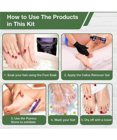 Daily Remedy Callus Remover Kit - Lavender Foot Soak, Gel, Pumice Stone for Tough Callouses & Cracked Heels - Professional Pedicure Products - Buy Online on GoSupps.com