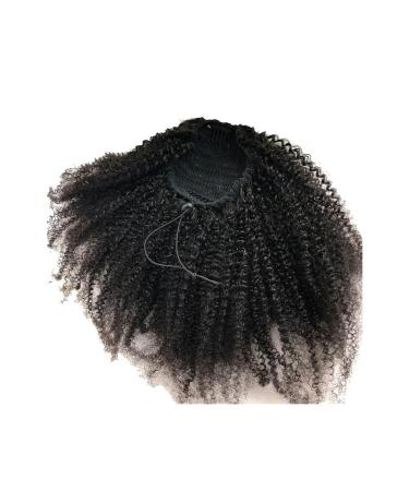 Ponytail Extension Afro Puff Drawstring Ponytail Real Human Hair Kinky Curly Ponytail Extension for Black Women Natural Color Clip in Curly Ponytail Remy Hair Pieces Ponytail Hairpiece for Women (Si 10inches