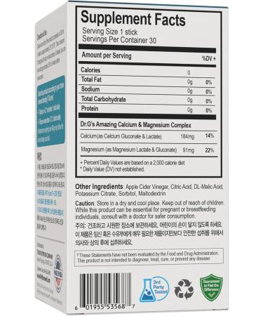 Dr. G's Amazing Ionized Cal Mag Powder Dietary Supplement for Bone Density Increase Calcium & Magnesium 2:1 Ratio - 30 Sticks 30 Day Supply - Buy Online on GoSupps.com