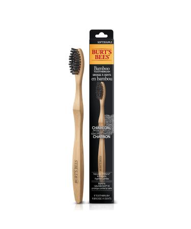 Burt s Bees Bamboo Toothbrush with Charcoal Infused Bristles Soft 1 Count Charcoal Toothbrush