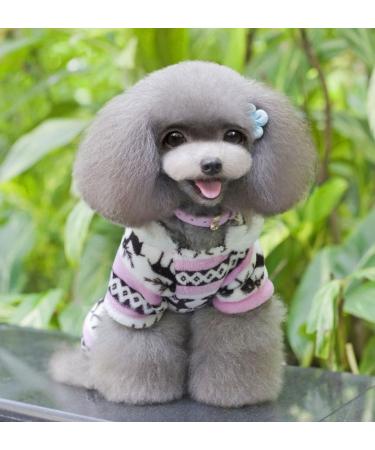 Ranphy Soft Velvet Reindeer Hoodie Sweater for Small Dogs & Cats - Cozy Jumpsuit for Male & Female Puppies - XXL Size (Back: 40cm Chest: 52cm) in Rose - Buy Online on GoSupps.com
