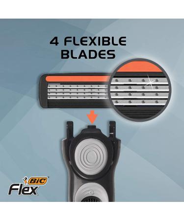 BIC Flex 4 Sensitive Men's Razor - 4-Blade Disposable, 1 Handle & 12 Cartridges - Buy Online on GoSupps.com