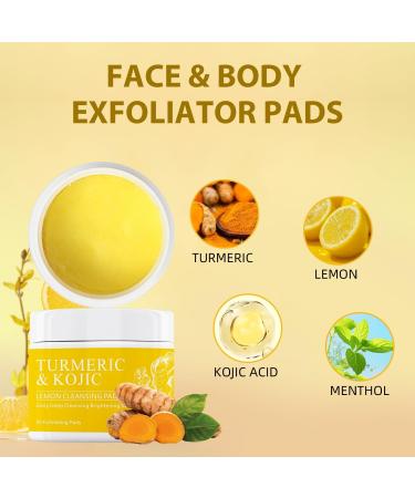 Turmeric Kojic Acid Cleansing Pads for face Brightening Kojic and Turmeric Lemon Exfoliating Pads Facial Resurfacing Pads Face Wipes Peel Pads for Dark Spots Exfoliant Pads for Face 50 Pads - Buy Online on GoSupps.com