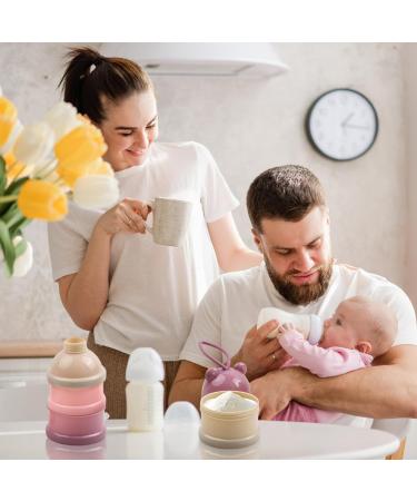Bezavea Baby Milk Powder Dispenser - Portable 3 Layer Formula Storage Container (Pink) | 120ml Baby Feeding Travel Storage - Buy Online on GoSupps.com