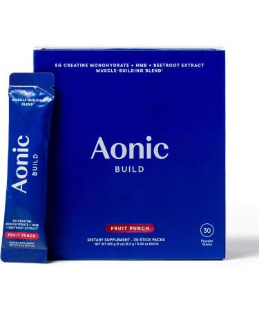 AONIC Build 3-in-1 Creatine HMBPro & Beetroot Formula | Vegan Non-GMO Pre/Post-Workout Drink Mix Fruit Punch (30 Sticks) - Buy Online on GoSupps.com