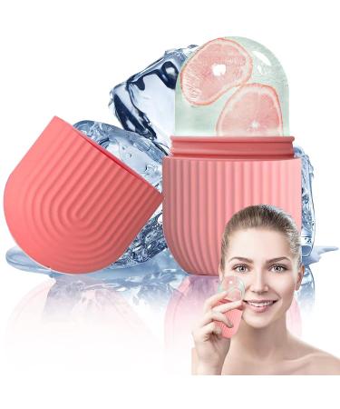 Ice Face Roller Ice Roller for Face and Eye Food-Grade Leak-Proof Silicone Cube Reusable Face Massage Ice Mold for Face Face Massager Facial Beauty Ice Roller Skin Care Tools (Striped Pink)