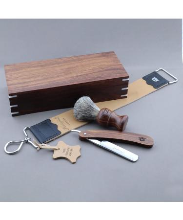 Classic Wooden Barber Salon Set - 5-Piece Hair Cutting Kit with Black Roof Leather String & Grinding Paste - International Shipping Available - Buy Online on GoSupps.com
