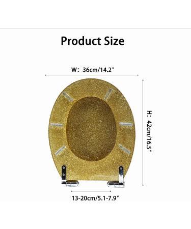 Resin Glitter Toilet Seat Sparkle Toilet Seat Cover Round Oval Easy Installation and Cleaning Soft Close Toilet Seat(Gold Silver Black Pink) Silver Little Surprise - Buy Online on GoSupps.com