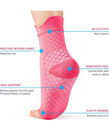 HUEGLO 4 Pairs Neuropathy Neuro Compression Socks for Women Men - Ankle Support Brace for Sprained Ankle Pain Relief - Breathable Anti-Slip Foot Support (S Pink) - Buy Online on GoSupps.com