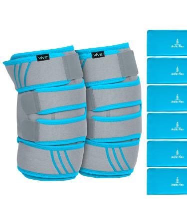 Vive Knee Ice Pack Wrap (2 Pack) - Cold / Hot Gel Compression Brace - Heat Support Strap For Arthritis Pain Tendonitis ACL Athletic Injury Osteoarthritis Women Men Running Meniscus and Patella Surgery Gray