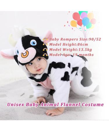 Doladola Unisex Baby Onesie - Animal Cartoon Cat Jumpsuit - Hooded Romper Outfit for Toddlers (0-3 Months) - Cow Design - Buy Online on GoSupps.com
