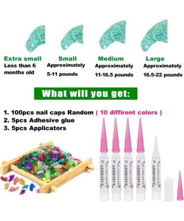 VICTHY 100pcs Colorful Cat Nail Caps with Glue & Applicators - 10 Colors/Set (Small) - Buy Online on GoSupps.com