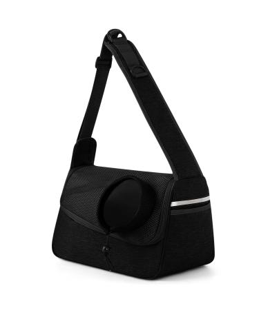 Flovippet sling for dogs cats dog bag for small dogs 5kg free handed breathable dog carrier bag soft bag suitable for outdoor trips (black)