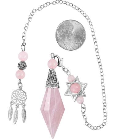 Kyeygwo Rose Quartz Pendulum - Double Crystal Point for Divination Meditation & Reiki Healing | International Shipping - Buy Online on GoSupps.com