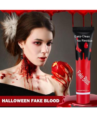 Realistic Fake Blood Cream - Washable Halloween Makeup for Costumes | Zombie Vampire Clown Cosplay - Buy Online on GoSupps.com