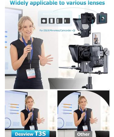 Desview T3S Teleprompter for Devices up to 11 with Remote Control and Liftable Shooting Platform - Buy Online on GoSupps.com