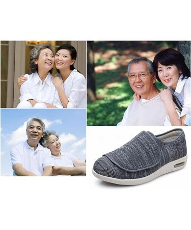 Adjustable Diabetic Slipper Shoes | Extra Wide Non-Slip Recovery Shoe for Swollen Feet and Plantar Fasciitis | Lightweight Elderly Footwear (Dark Grey, 28.5cm) - Buy Online on GoSupps.com