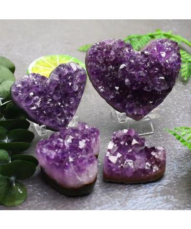 Natural Crystal Rough 1pc 40mm-70mm Rough Natural Heart Shaped Amethyst Geode Cluster Crystals Stones Beautiful Natural Crystal Stone (Size : 1pc 70mm) - Buy Online on GoSupps.com