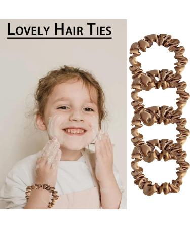 Small Satin Silk Hair Scrunchies for Thick, Curly, and Thin Hair - 4 Pack Champagne Gold - Traceless Frizz Prevention - Women and Girls Hairbands - Buy Online on GoSupps.com