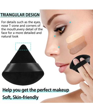4-Piece Soft Velour Triangle Powder Puff Set for Makeup - Black & White - Buy Online on GoSupps.com