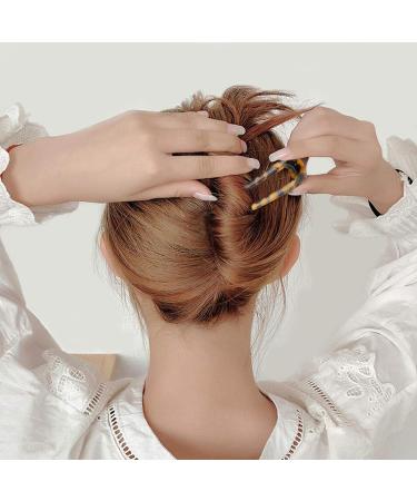 U Shadow Hairpins - French Style Hair Forks & Cellulose Acetate Hair Styling Accessories for Women & Girls | 4 Reusable Tines Hair Chicken Hooks - Buy Online on GoSupps.com