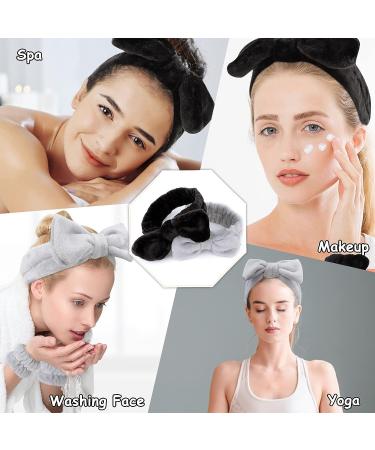 6 Pcs Spa Headband and Wristband Set - Microfiber Skincare Headbands for Face Washing and Makeup - Black+Gray - Buy Online on GoSupps.com