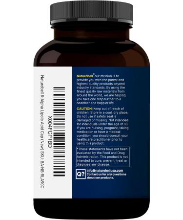 NatureBell R-Alpha Lipoic Acid 1 200mg 90 Veggie Capsules | Pure Stabilized R-ALA Only | High Absorption & Antioxidant Support | No S-ALA | Non-GMO Gluten-Free 90 Count (Pack of 1) - Buy Online on GoSupps.com