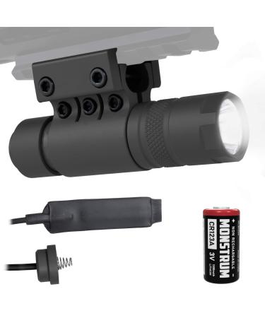 Monstrum 90 Lumens LED Flashlight with Rail Mount and Detachable Remote Pressure Switch Black