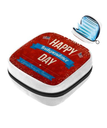 GIAPB Sanitary Napkin Storage Bag Period Bag Tampon Bag Makeup Bag Pad Pouch USA Independence Day Pattern Color5044