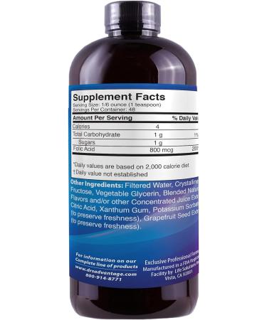 High Potency Liquid Folic Acid 800 MCG 8 oz - Essential B Vitamin Supplement - Buy Online on GoSupps.com