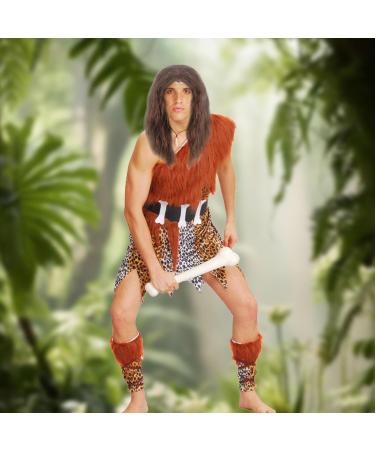 TSHAOUN Mens Brown Wig Mid Length Curly Hair Mens Wig for Adult 16 Inch/40 cm Pop Rocking Dude Wigs for Men Handsome Mens Cosplay Wigs for 70s 80s Fancy Dress Daily Costume Party Halloween (Brown) - Buy Online on GoSupps.com