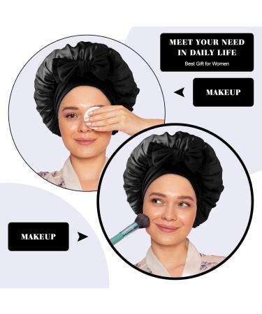 Abeillo Silk Sleep Bonnet for Women - Adjustable Satin Night Cap with Soft Elastic Band - Black - Buy Online on GoSupps.com