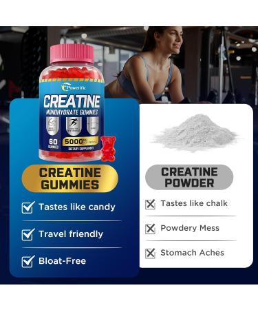 Creatine Monohydrate Gummies - Boost Strength & Energy | 60 Organic Chewable Gummies for Men & Women - Buy Online on GoSupps.com