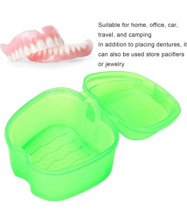 Prosthesis Bathtub Retainer Case & Cleaning Cup - Colorful Storage Box for False Teeth with Sieve (Green) - Buy Online on GoSupps.com
