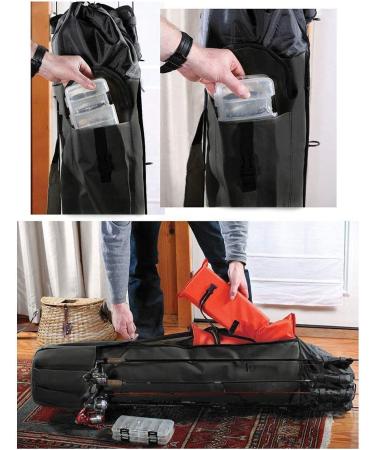 Allnice Canvas Fishing Rod Organizer Bag - Holds 5 Poles & Tackle - Durable Travel Carry Case in Black - Buy Online on GoSupps.com