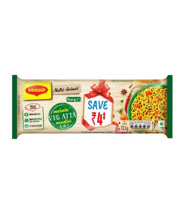 Nestle India Limited MAGGI Nutrilicious Masala Veg Atta Noodles Instant Noodles with 20 Spices & Herbs Source of Fiber Protein & Iron 290g