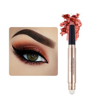 LOKFAR Eye-Shadow Stick Makeup Cosmetics Eye Brightener Stick  Rotatable Cream Eye Shadow Pencil  Glitter Shimmer Eyeshadow Stick with Soft Brush for Eye Makeup (05 Orange Brown Shimmer)