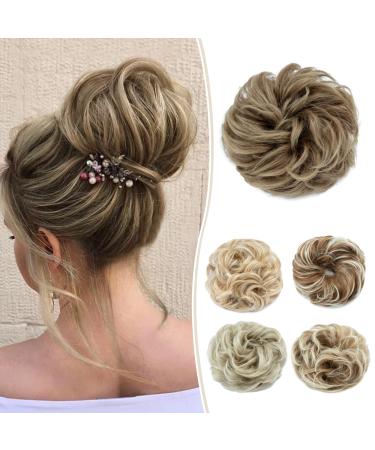 Silk-Co hair part with rubber band dutt with hair wavy soft dutt hair part with rubber band 55 g lured hair thickening hair extensions messy bun updos golden brown & blond lured 55 g golden brown & blonde