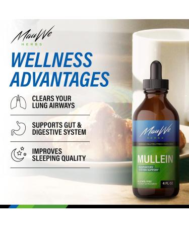 Mullein Leaf Tincture for Lung Cleanse & Respiratory Health - 4 Fl Oz Organic Herbal Supplement - Buy Online on GoSupps.com