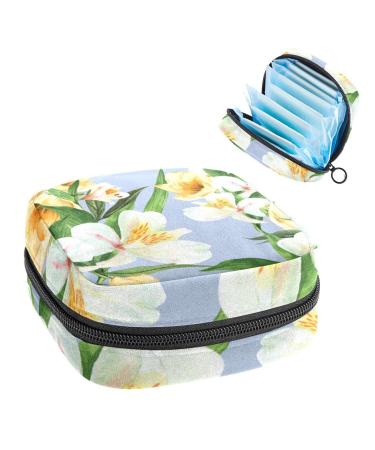 Anna Cowper Watercolor Lily Women Binding Storage Pocket Feminine menstrual cup bags Stillpad holder tampon pockets portable period pocket for women teen girls 1 piece multicolored 9