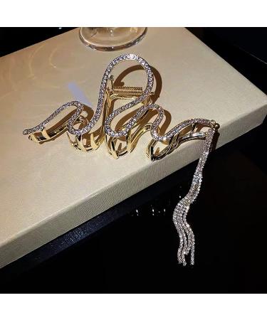 Bedazzled Sparkle Claw Clip with Dangling Chain - Fancy Gold Hair Clip for Women - Buy Online on GoSupps.com
