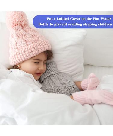 Knitted Hot Water Bottle Cover - 2 Pack - Ideal for Menstrual Cramps & Pain Relief - Royalblue/Grey - 2000 ml - Buy Online on GoSupps.com