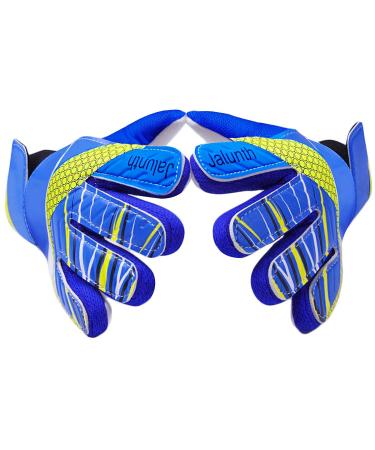 Jalunth goalkeeper gloves children boys boys girl junior football gloves football gloves training gloves goalkeeper football football gloves with non-slip latex palm blue-yellow 7 - Buy Online on GoSupps.com